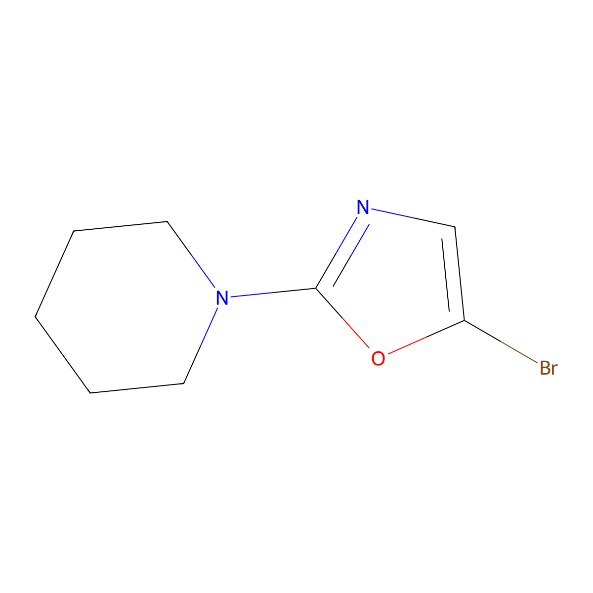 5-Bromo-2-(piperidin-1-yl)oxazole molecular structure, CAS 1890932-35-0