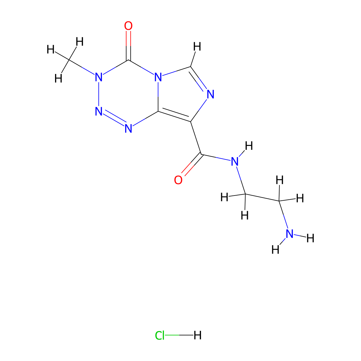 N-(2-Aminoethyl)-3-methyl-4-oxo-3H,4H-imidazo[4,3-D][1,2,3,5]tetrazine-8-carboxamide hydrochloride molecular structure, CAS 1890937-80-0