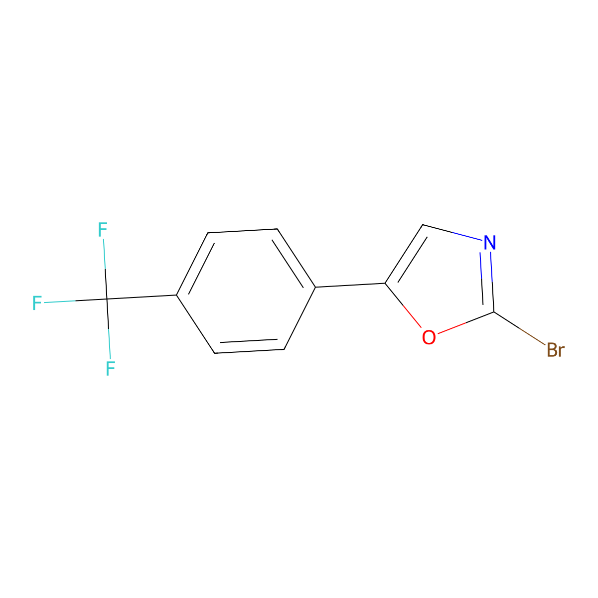 2-Bromo-5-(4-(trifluoromethyl)phenyl)oxazole molecular structure, CAS 1890947-45-1