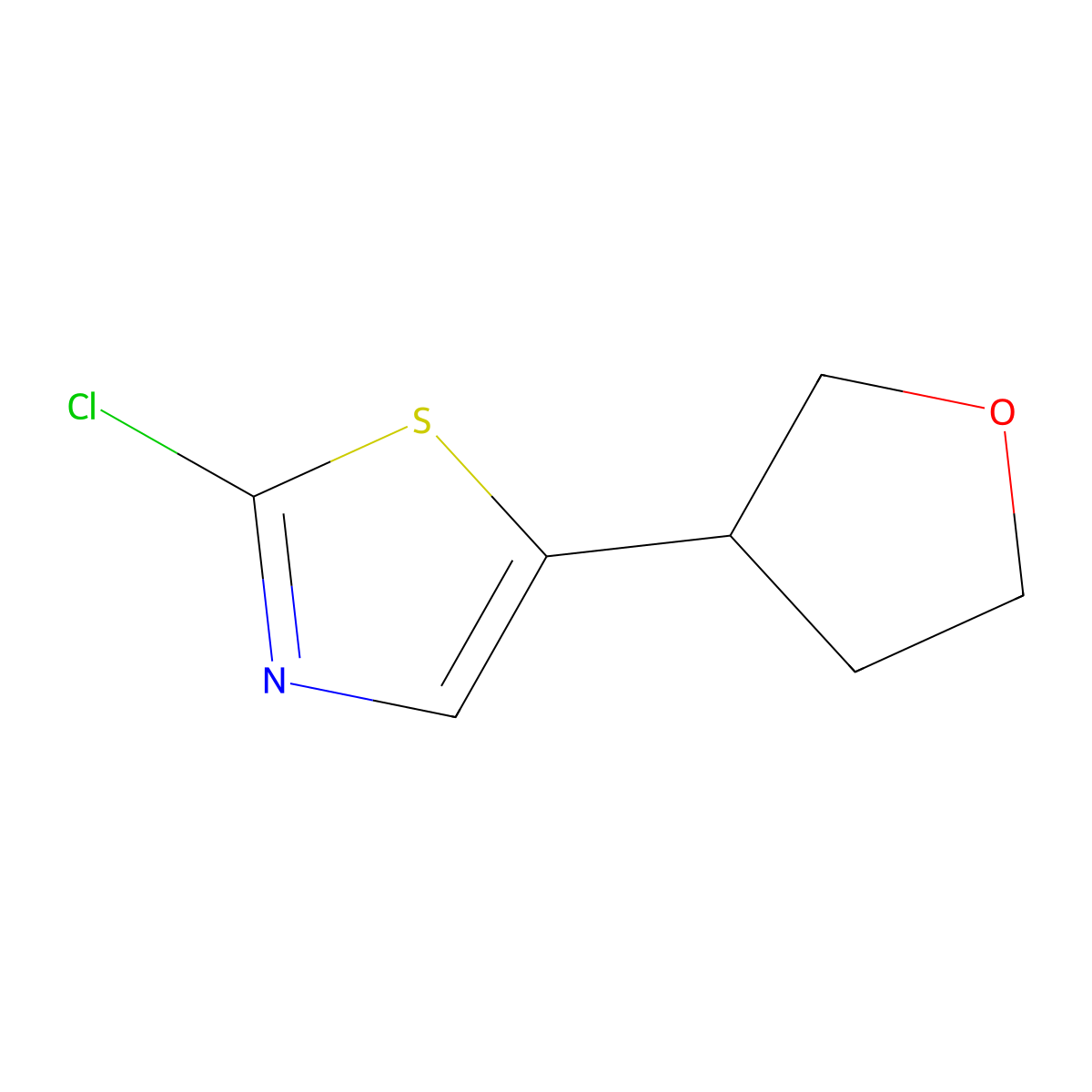 2-Chloro-5-(oxolan-3-yl)-1,3-thiazole molecular structure, CAS 1890947-97-3