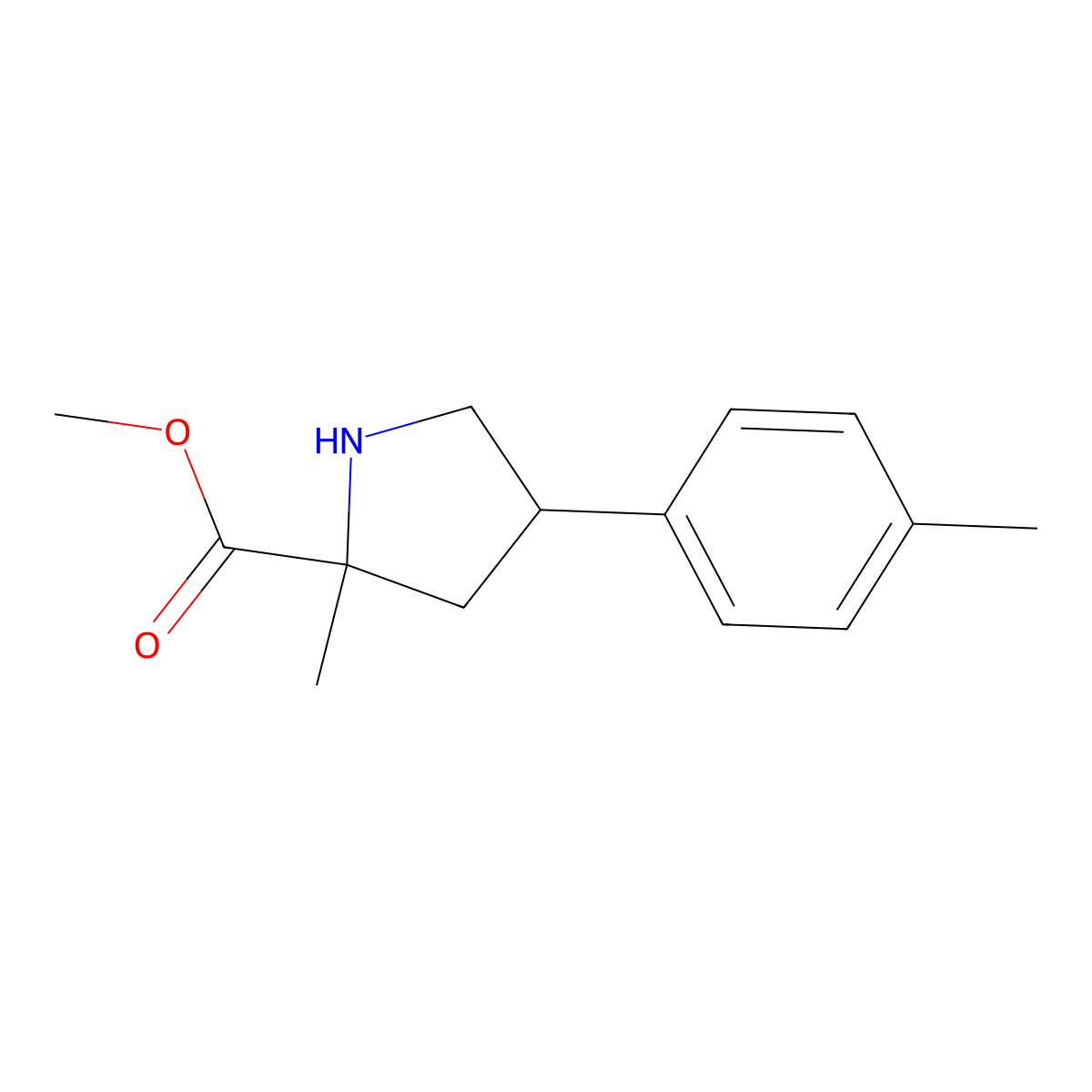 Methyl 2-methyl-4-(4-methylphenyl)pyrrolidine-2-carboxylate molecular structure, CAS 1890950-78-3