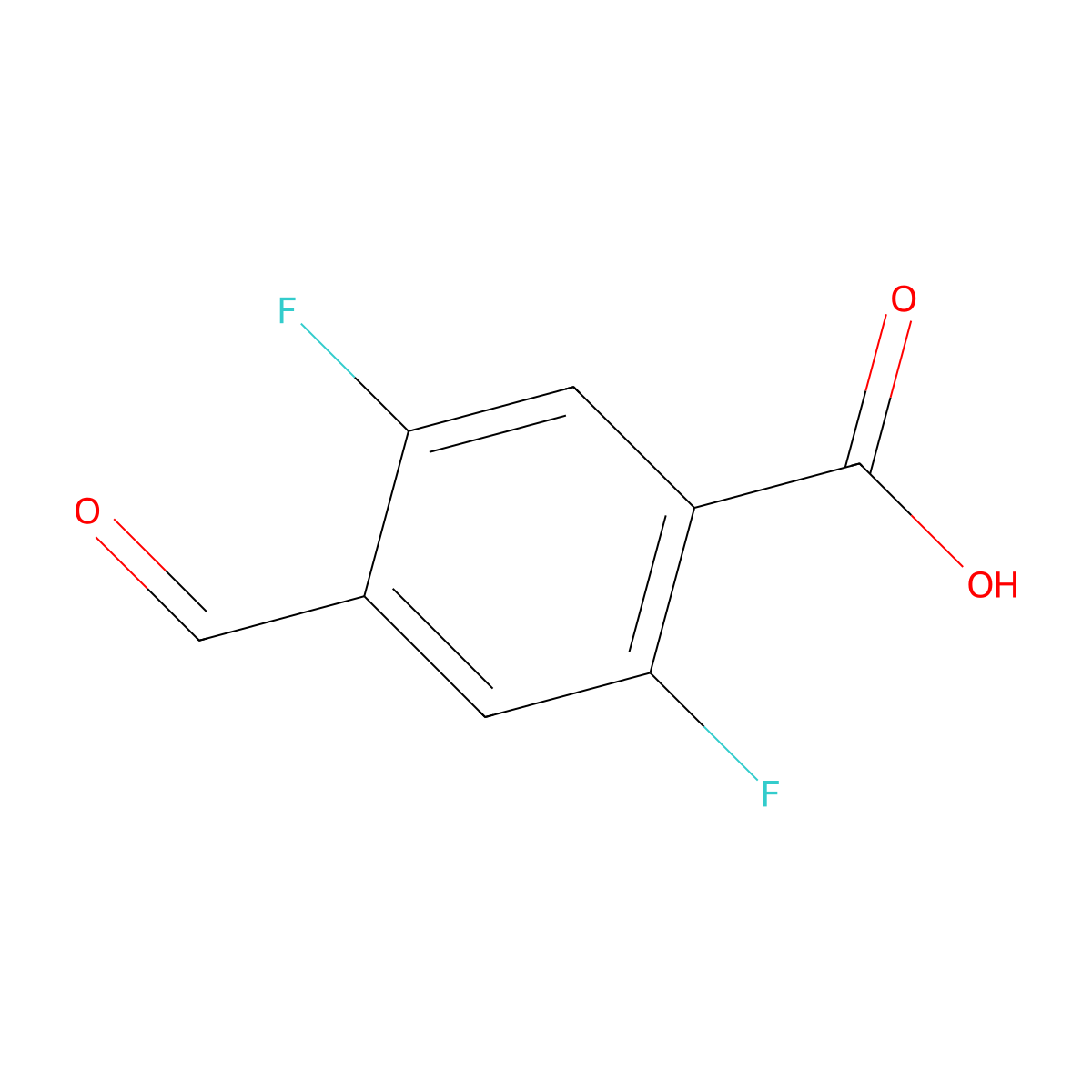 2,5-Difluoro-4-formylbenzoic acid molecular structure, CAS 1890953-67-9