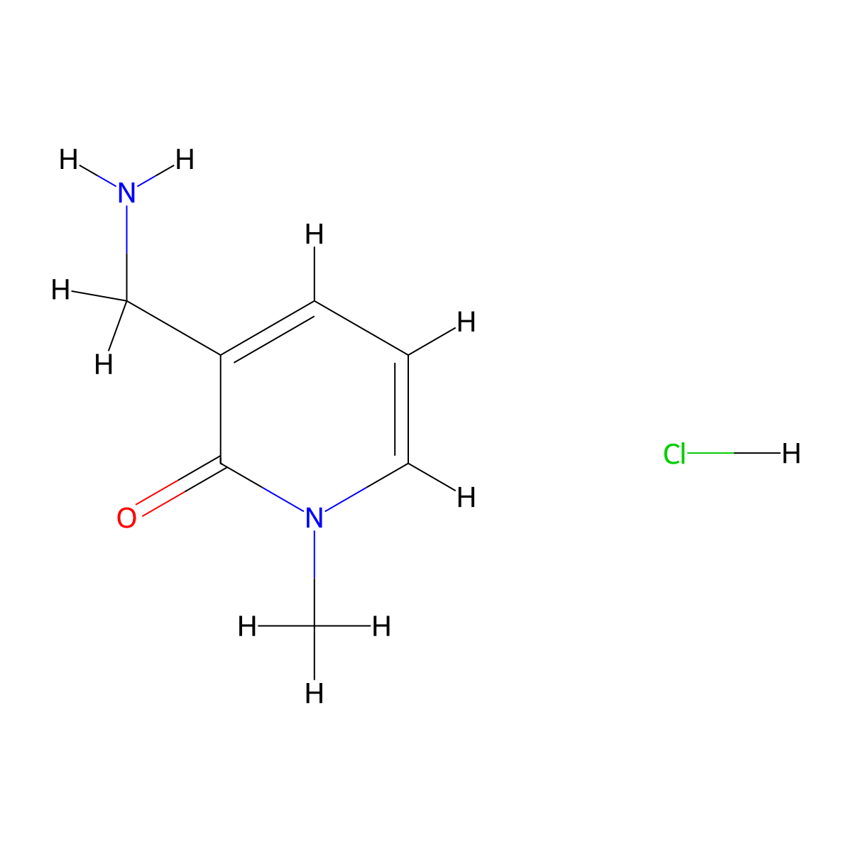 3-(Aminomethyl)-1-methyl-pyridin-2-one;hydrochloride molecular structure, CAS 1890954-38-7