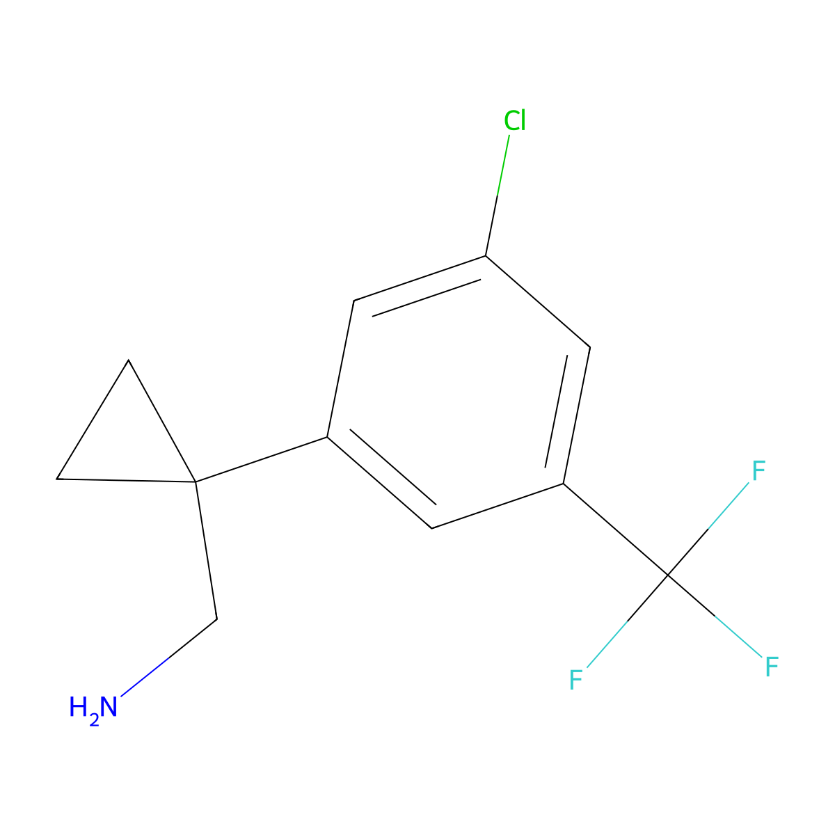 1-[3-Chloro-5-(trifluoromethyl)phenyl]cyclopropanemethanamine molecular structure, CAS 1890959-53-1