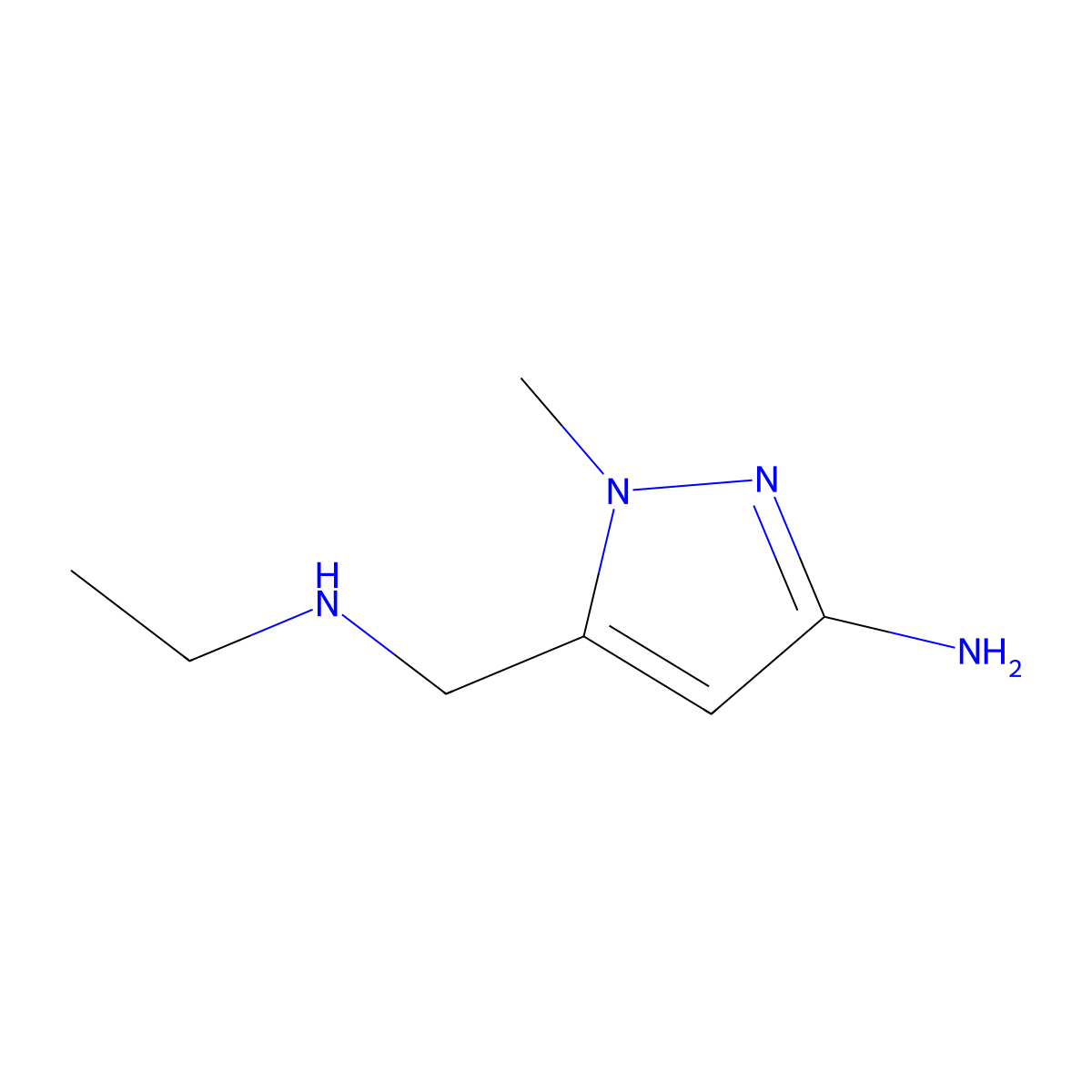 5-[(ethylamino)methyl]-1-methyl-1H-pyrazol-3-amine molecular structure, CAS 1890969-11-5