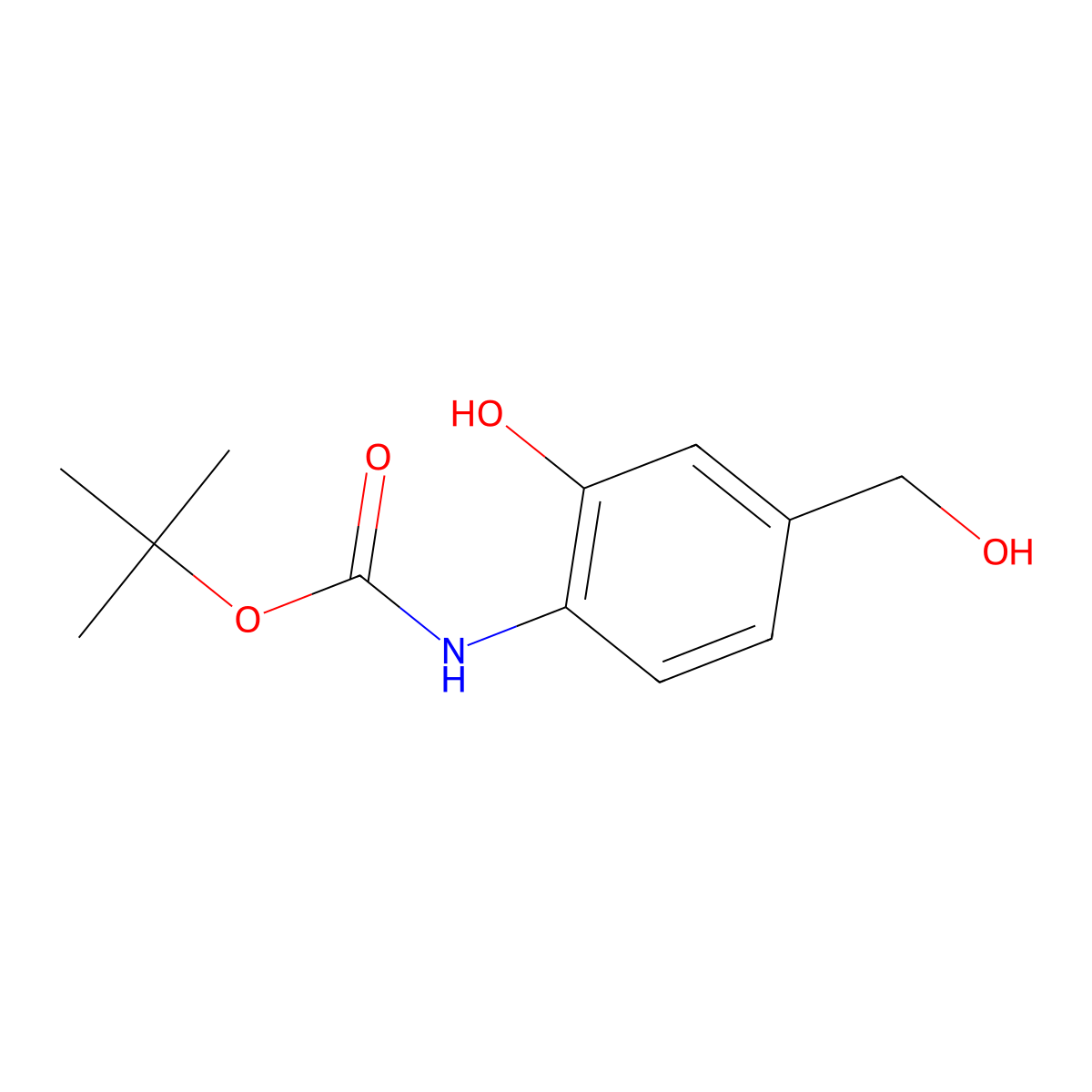 tert-butyl N-[2-hydroxy-4-(hydroxymethyl)phenyl]carbamate molecular structure, CAS 1890970-40-7
