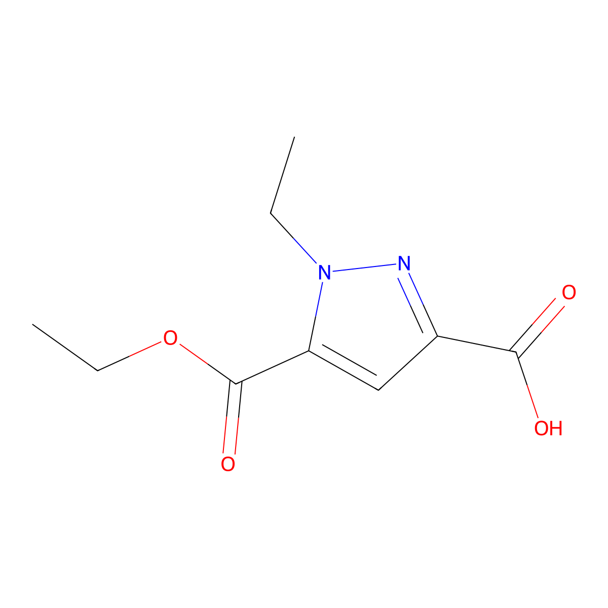 5-(ethoxycarbonyl)-1-ethyl-1H-pyrazole-3-carboxylic acid molecular structure, CAS 1890972-62-9