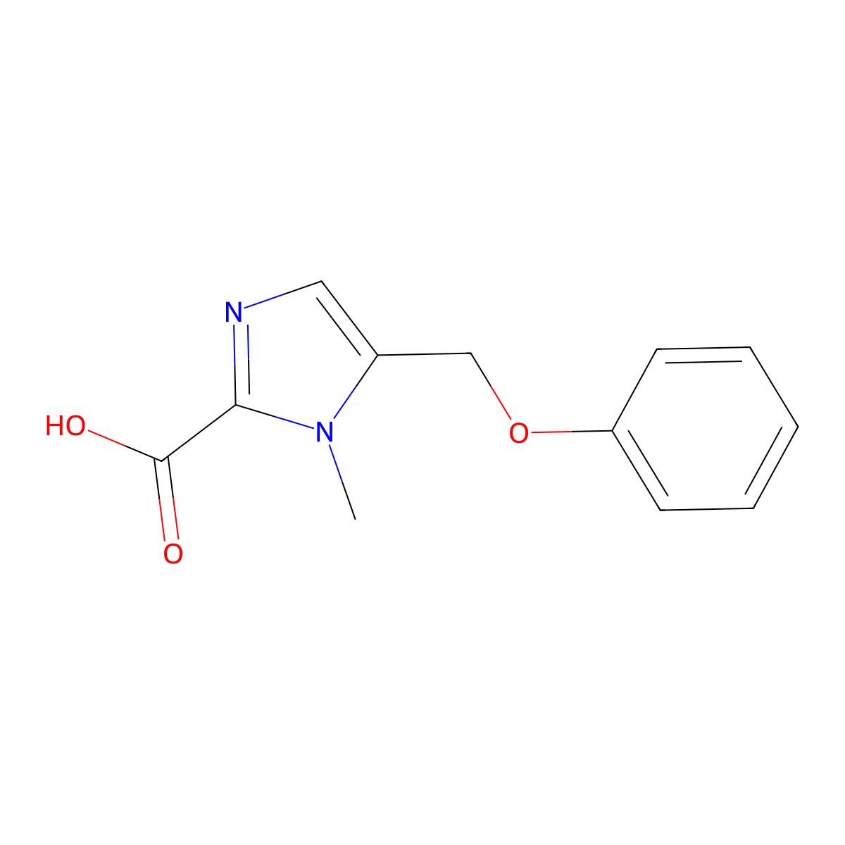 1-methyl-5-(phenoxymethyl)-1H-imidazole-2-carboxylic acid molecular structure, CAS 1890978-59-2