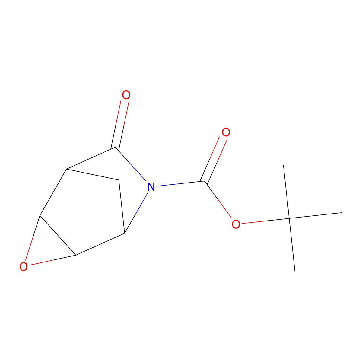 Exo-tert-butyl 7-oxo-3-oxa-6-azatricyclo[3.2.1.02,4]octane-6-carboxylate molecular structure, CAS 189098-25-7