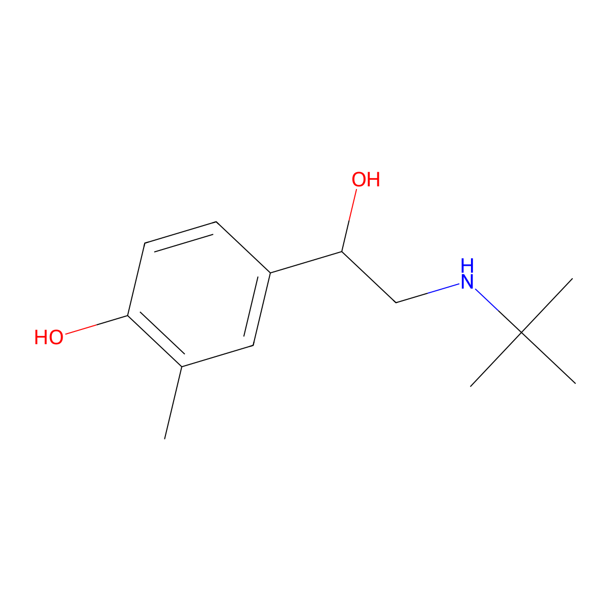 4-(2-(tert-Butylamino)-1-hydroxyethyl)-2-methylphenol molecular structure, CAS 18910-68-4