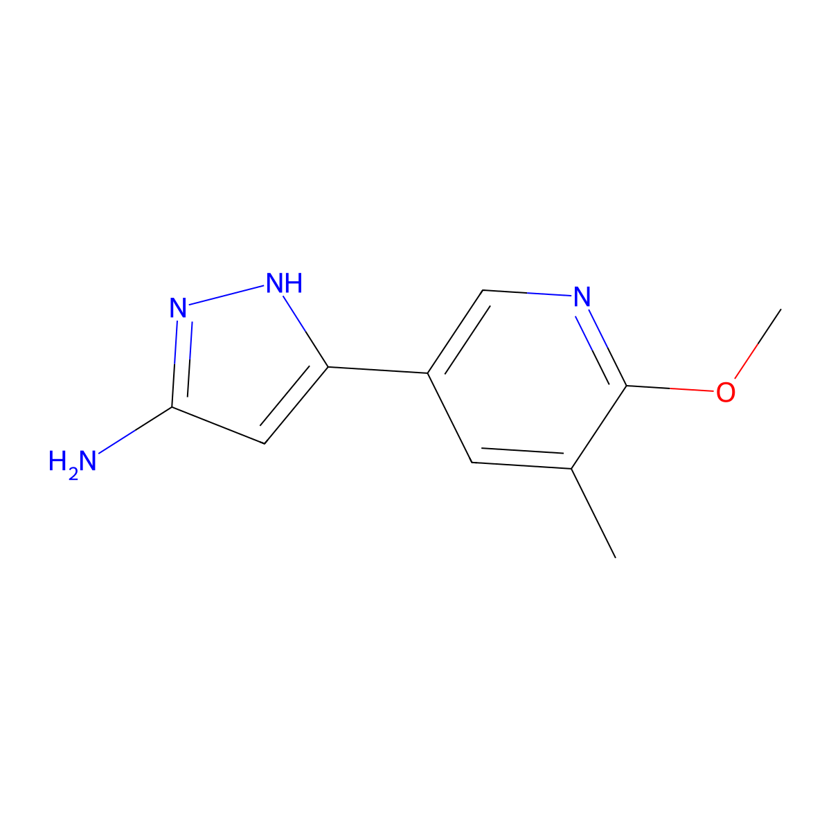 5-(6-methoxy-5-methylpyridin-3-yl)-1H-pyrazol-3-amine molecular structure, CAS 1891052-13-3