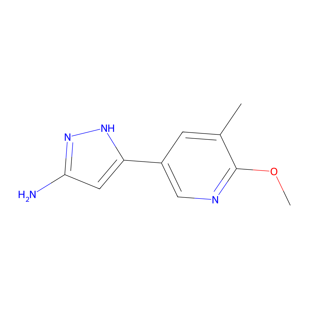 5-(6-methoxy-5-methylpyridin-3-yl)-1H-pyrazol-3-amine molecular structure, CAS 1891052-13-3