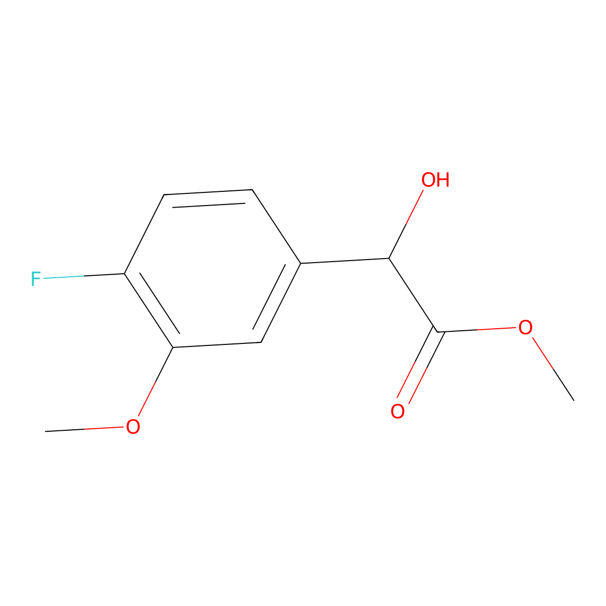Methyl 2-(4-fluoro-3-methoxyphenyl)-2-hydroxyacetate molecular structure, CAS 1891072-96-0
