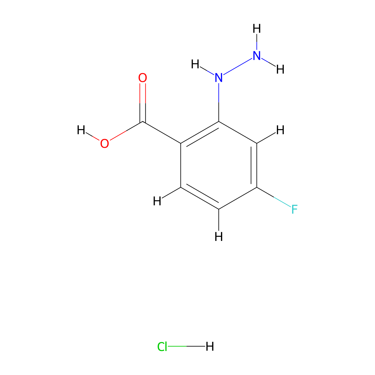 4-Fluoro-2-hydrazinylbenzoic acid hydrochloride molecular structure, CAS 1891086-94-4