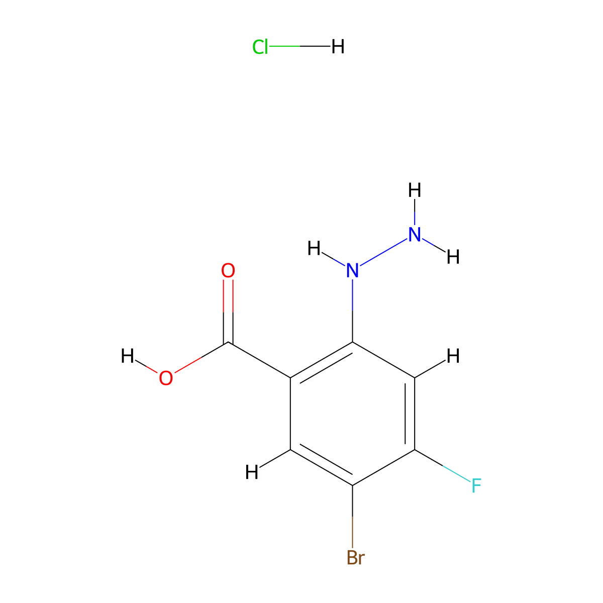 5-Bromo-4-fluoro-2-hydrazinylbenzoic acid hydrochloride molecular structure, CAS 1891087-12-9