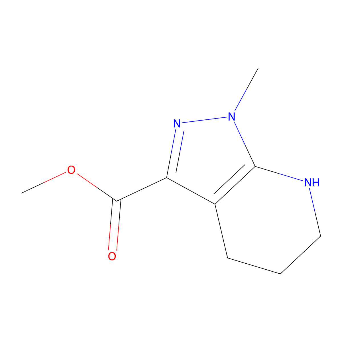 methyl 1-methyl-1H,4H,5H,6H,7H-pyrazolo[3,4-b]pyridine-3-carboxylate molecular structure, CAS 1891124-57-4