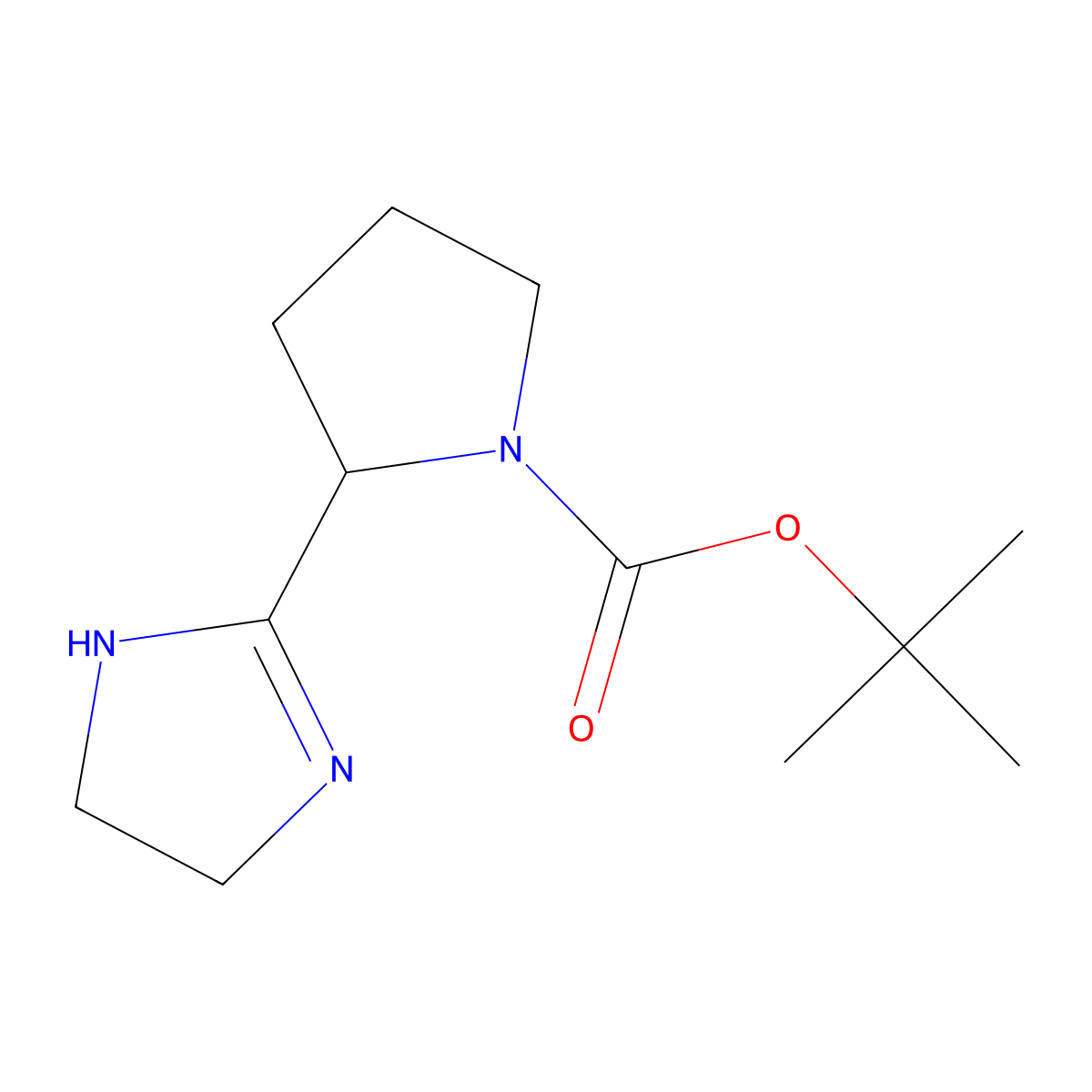tert-butyl 2-(4,5-dihydro-1H-imidazol-2-yl)pyrrolidine-1-carboxylate molecular structure, CAS 1891129-94-4