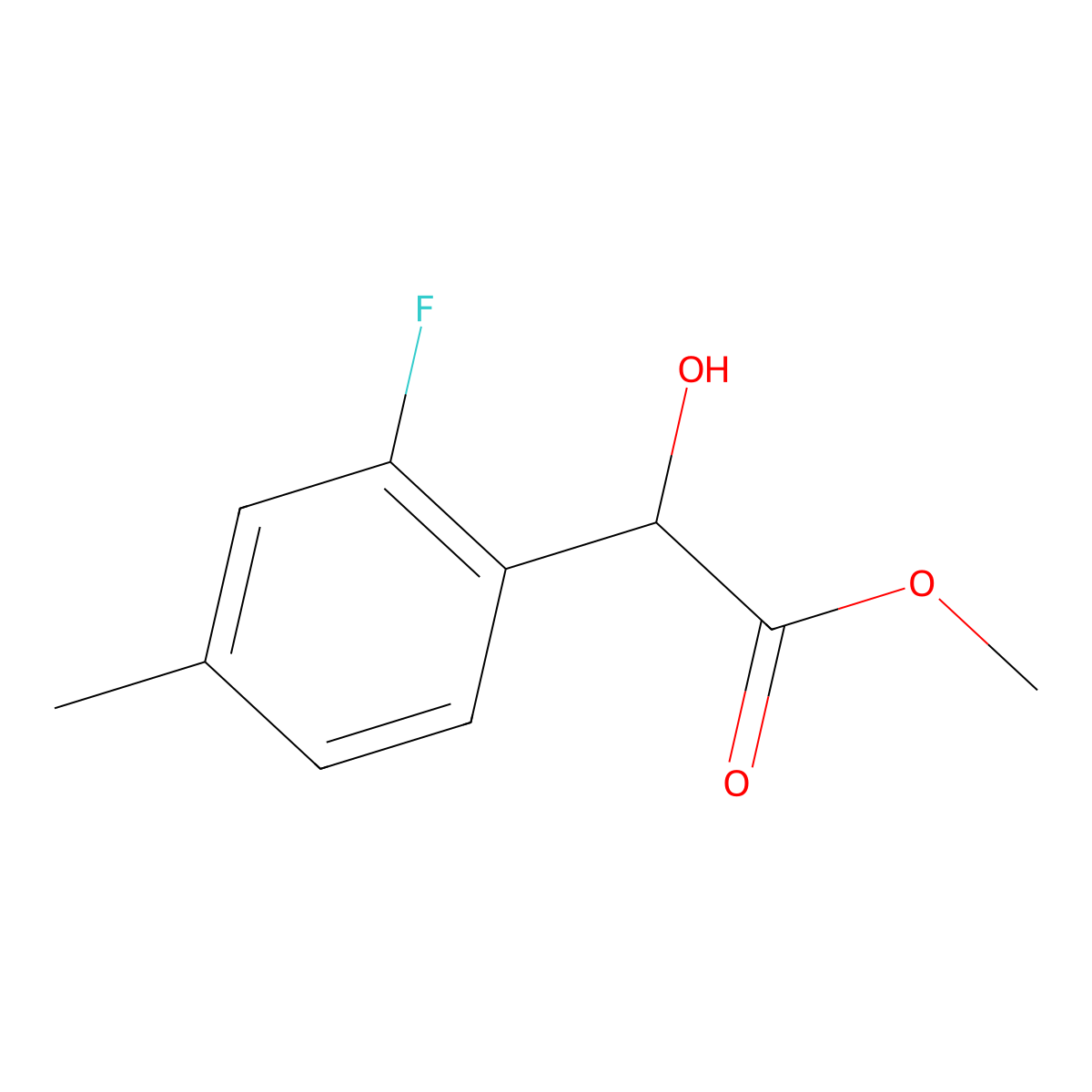 Methyl 2-(2-fluoro-4-methylphenyl)-2-hydroxyacetate molecular structure, CAS 1891132-15-2