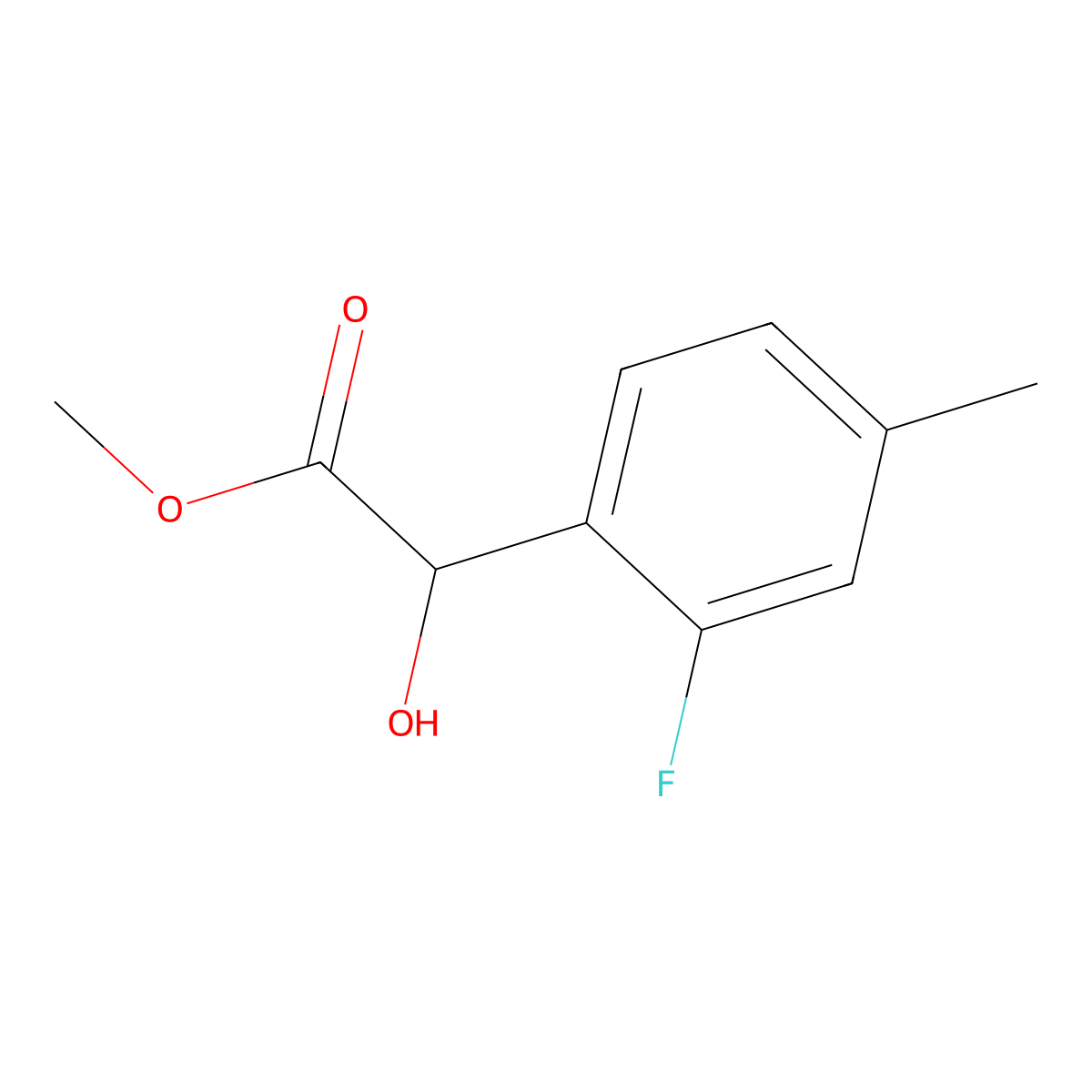 Methyl 2-(2-fluoro-4-methylphenyl)-2-hydroxyacetate molecular structure, CAS 1891132-15-2