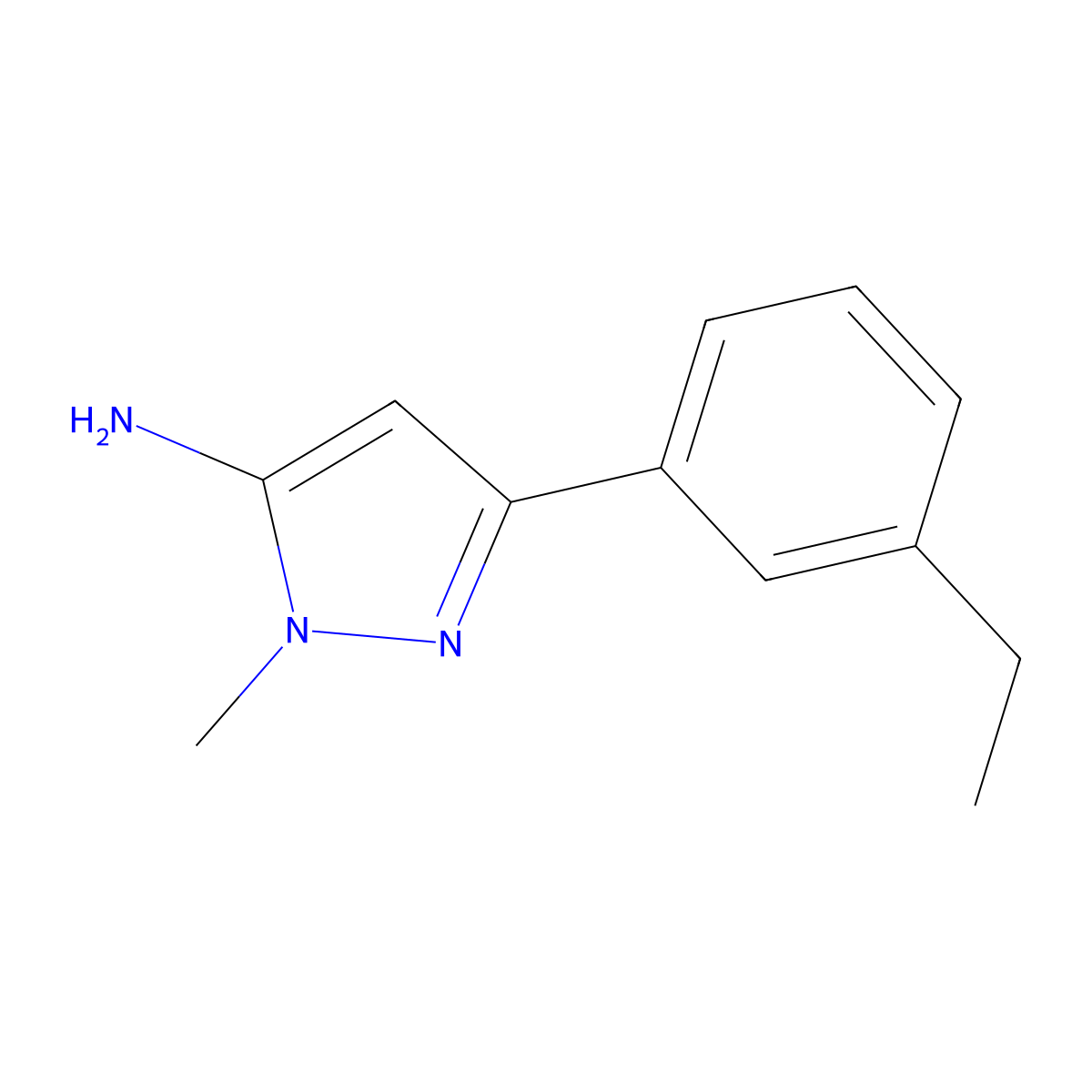 3-(3-ethylphenyl)-1-methyl-1H-pyrazol-5-amine molecular structure, CAS 1891137-78-2