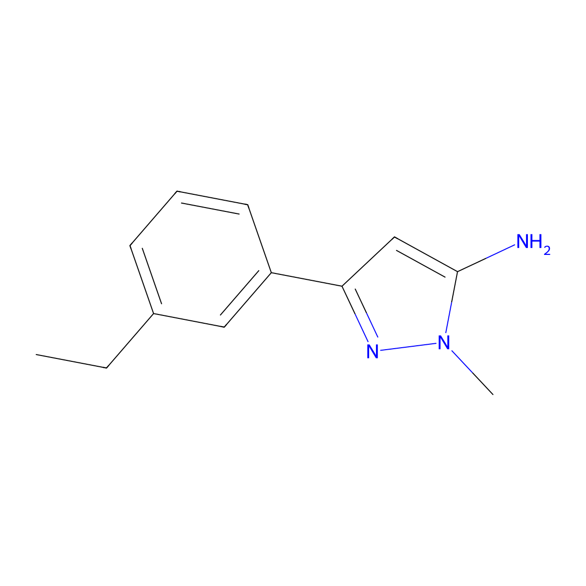 3-(3-ethylphenyl)-1-methyl-1H-pyrazol-5-amine molecular structure, CAS 1891137-78-2