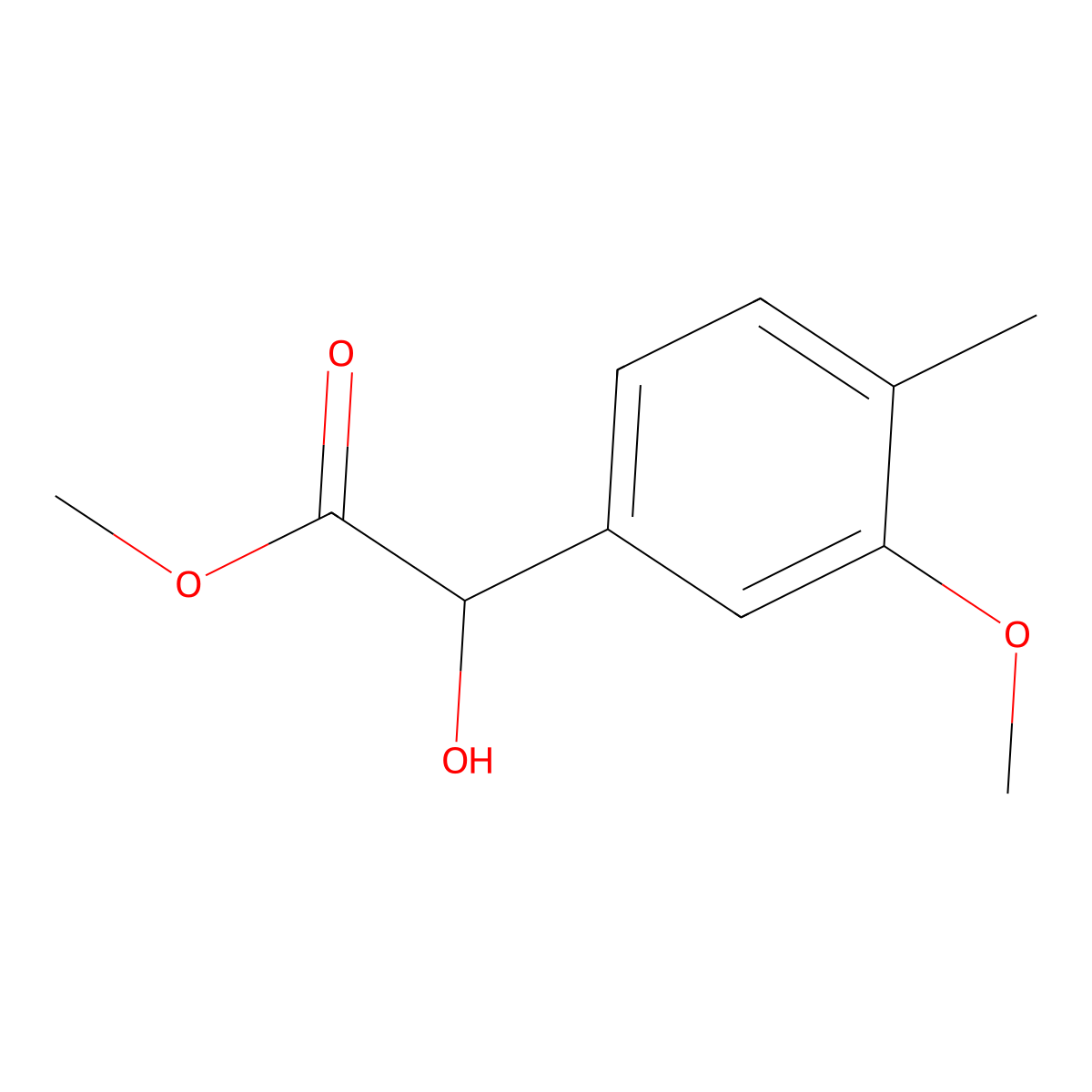Methyl 2-hydroxy-2-(3-methoxy-4-methylphenyl)acetate molecular structure, CAS 1891154-89-4