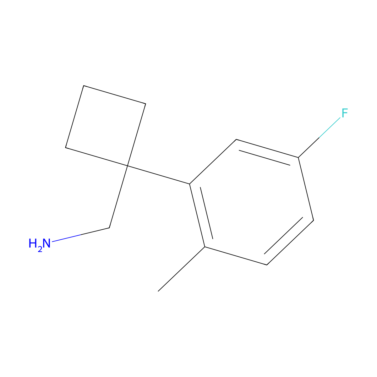 1-(5-Fluoro-2-methylphenyl)cyclobutanemethanamine molecular structure, CAS 1891175-65-7