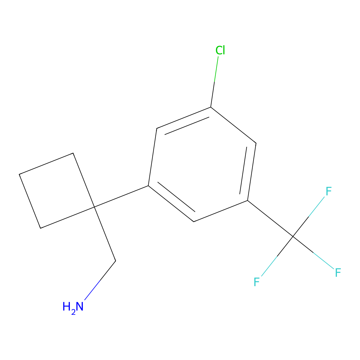 1-[3-Chloro-5-(trifluoromethyl)phenyl]cyclobutanemethanamine molecular structure, CAS 1891183-89-3