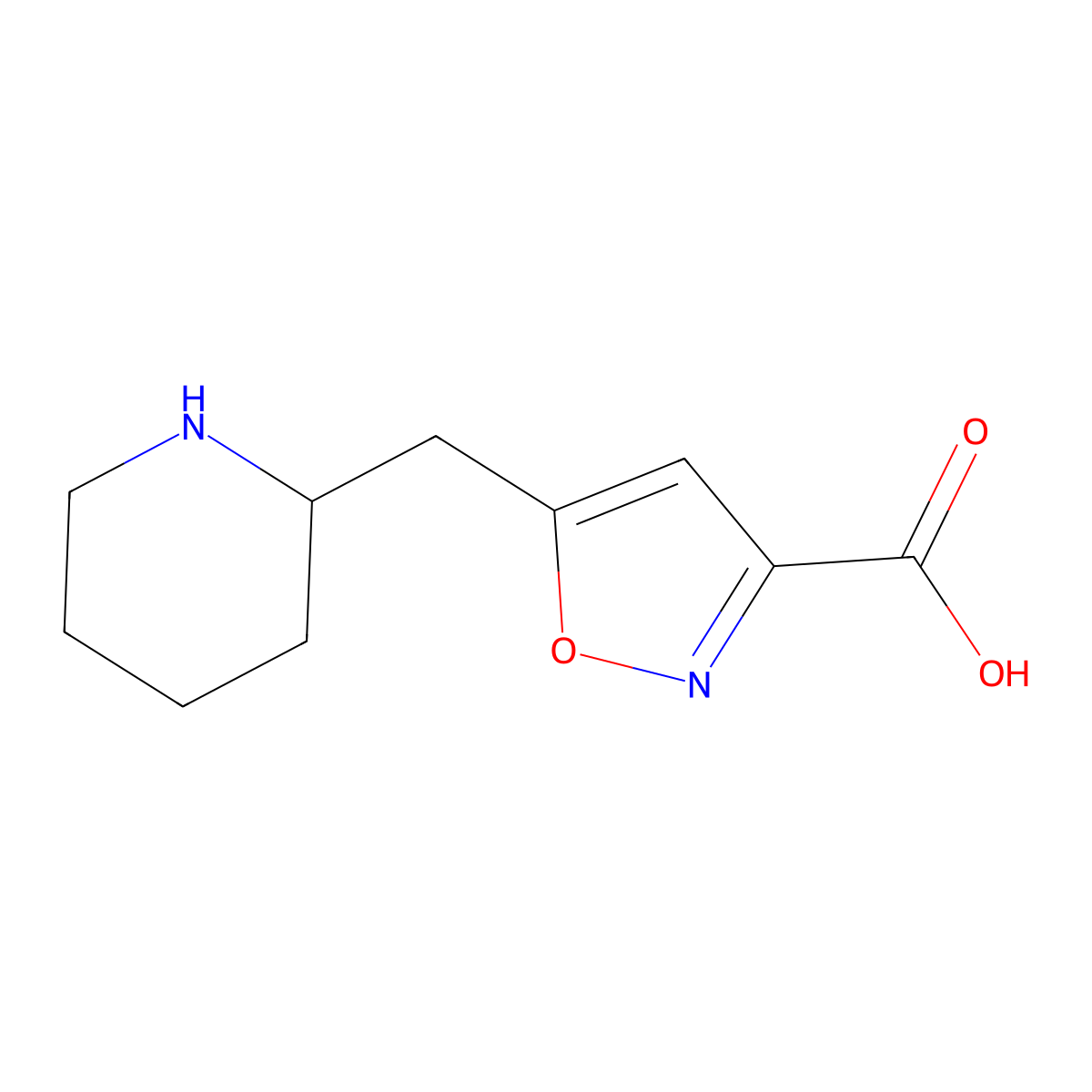 5-[(Piperidin-2-yl)methyl]-1,2-oxazole-3-carboxylic acid molecular structure, CAS 1891194-56-1