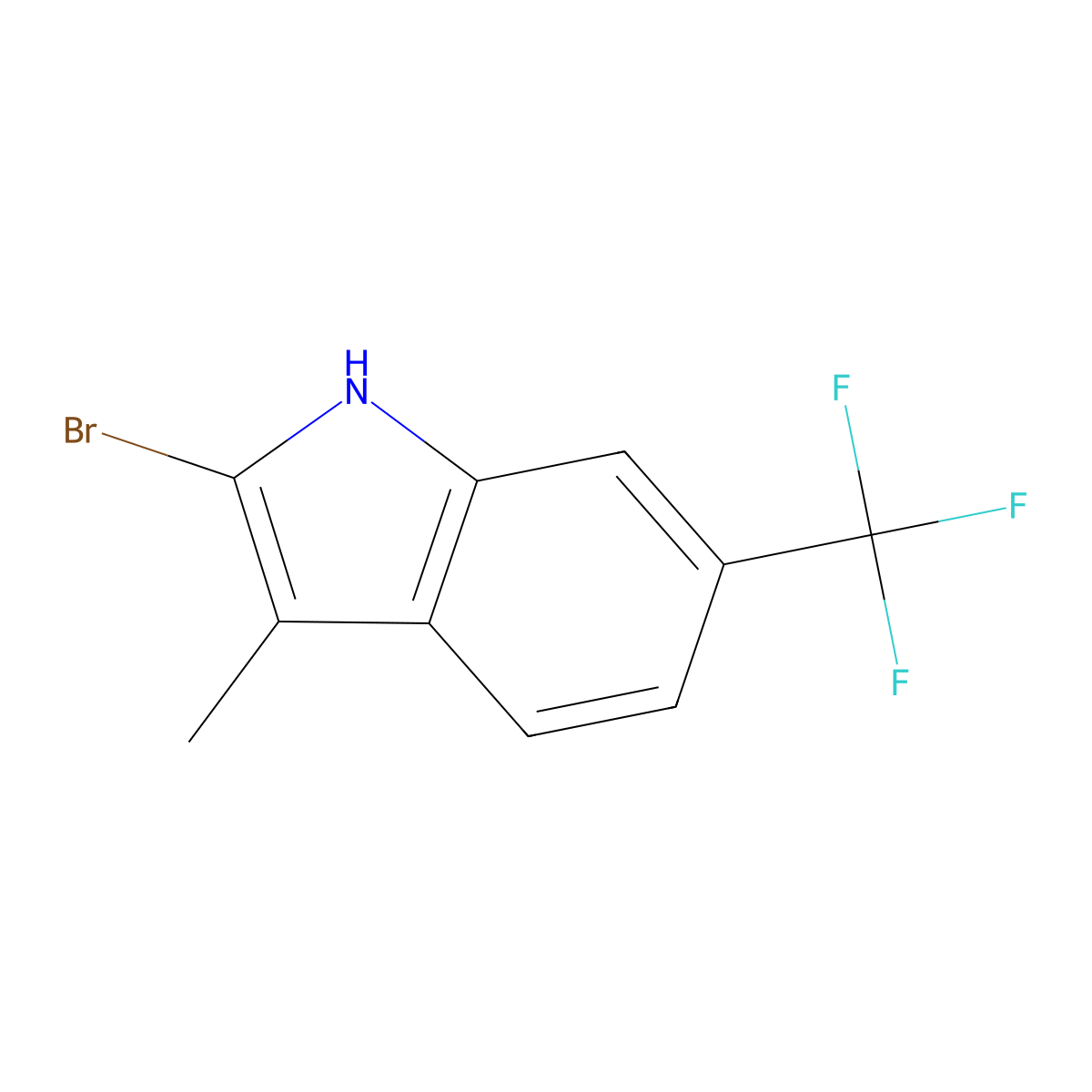2-Bromo-3-methyl-6-(trifluoromethyl)-1H-indole molecular structure, CAS 1891223-45-2