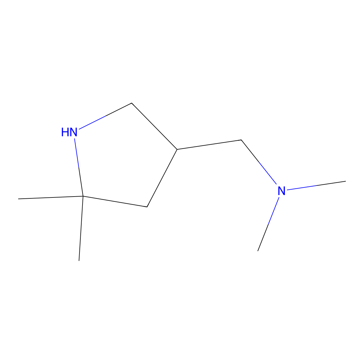 [(5,5-Dimethylpyrrolidin-3-yl)methyl]dimethylamine molecular structure, CAS 1891225-50-5