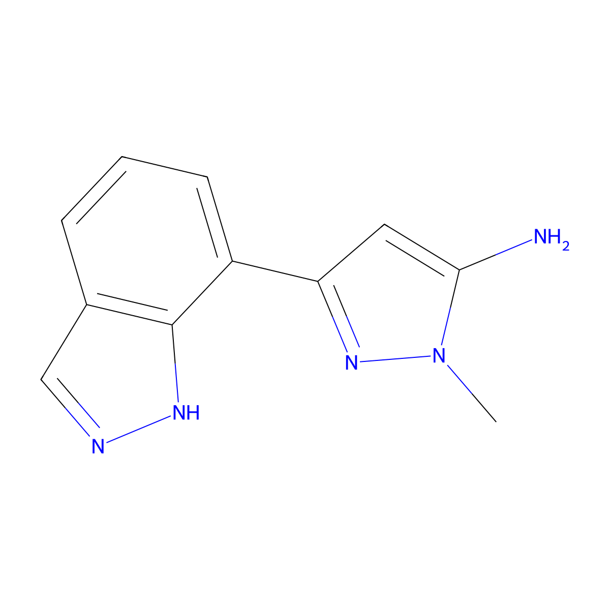 3-(1H-indazol-7-yl)-1-methyl-1H-pyrazol-5-amine molecular structure, CAS 1891227-32-9