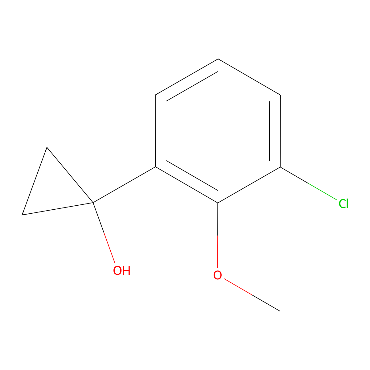 1-(3-Chloro-2-methoxyphenyl)cyclopropan-1-ol molecular structure, CAS 1891230-08-2