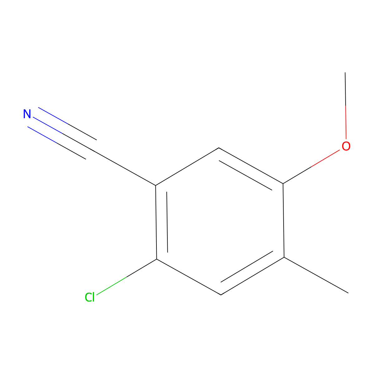 2-Chloro-5-methoxy-4-methylbenzonitrile molecular structure, CAS 1891233-39-8