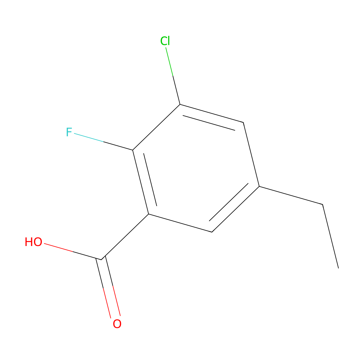 3-Chloro-5-ethyl-2-fluorobenzoic acid molecular structure, CAS 1891236-26-2