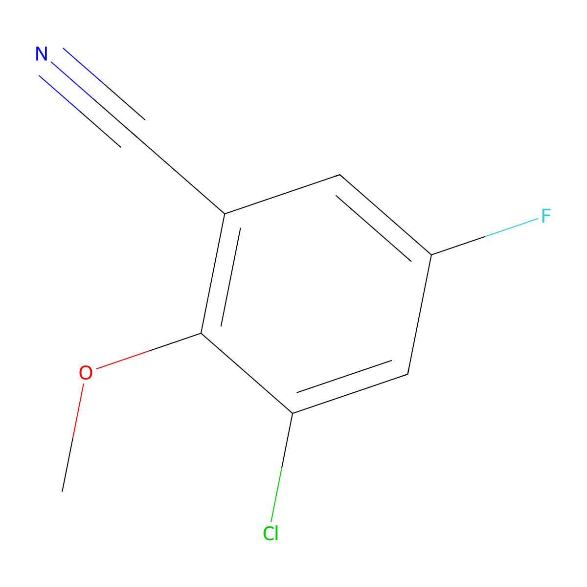 3-Chloro-5-fluoro-2-methoxybenzonitrile molecular structure, CAS 1891239-60-3