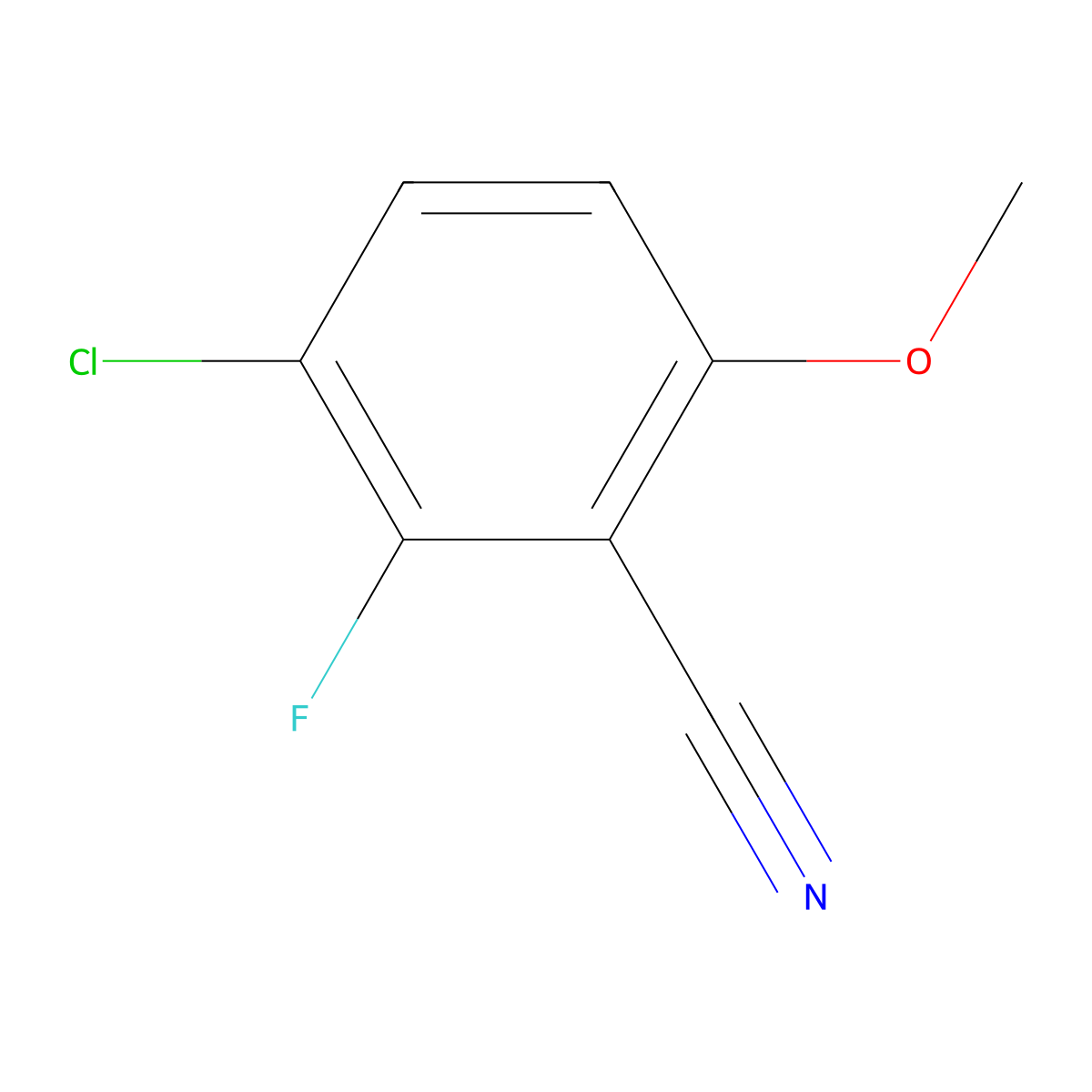 3-Chloro-2-fluoro-6-methoxybenzonitrile molecular structure, CAS 1891239-67-0