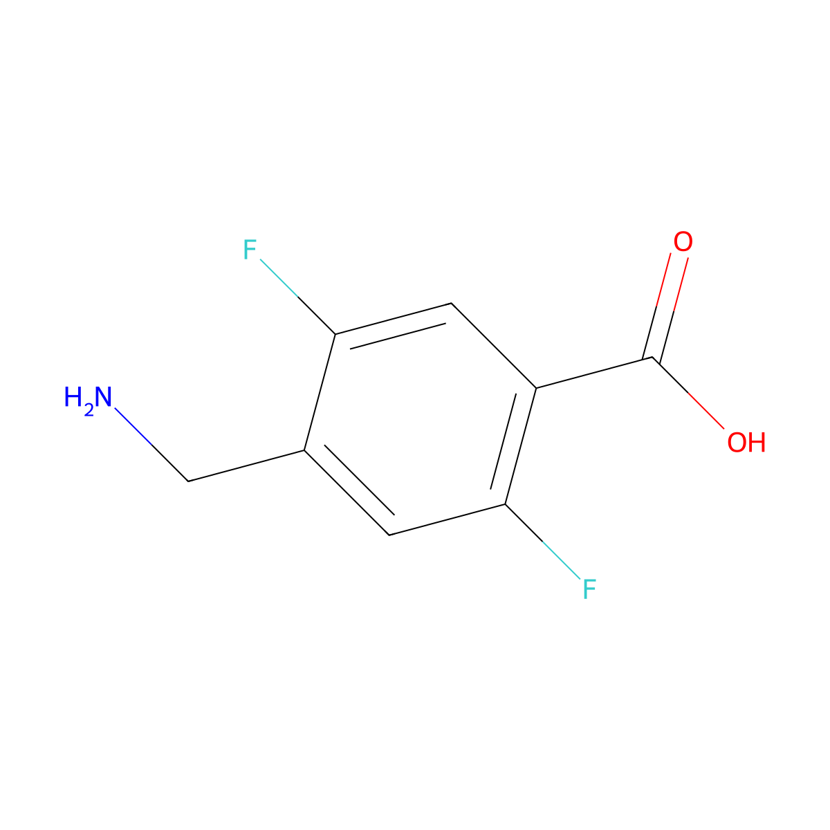 4-(Aminomethyl)-2,5-difluorobenzoic acid molecular structure, CAS 1891259-36-1