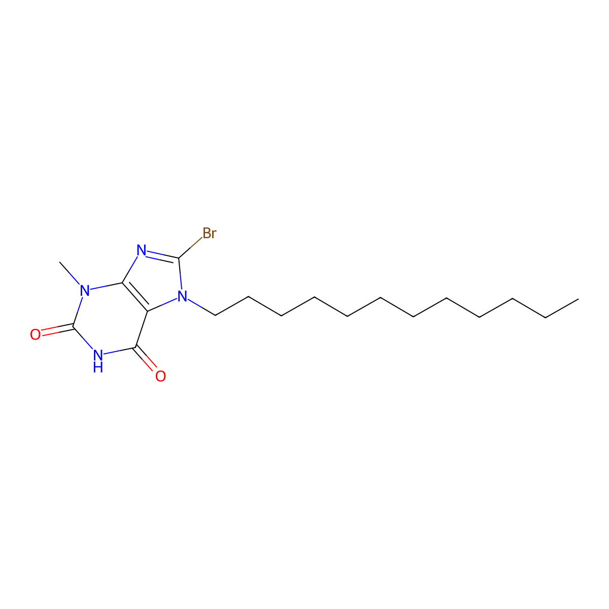 8-bromo-7-dodecyl-3-methyl-1H-purine-2,6(3H,7H)-dione molecular structure, CAS 189126-81-6