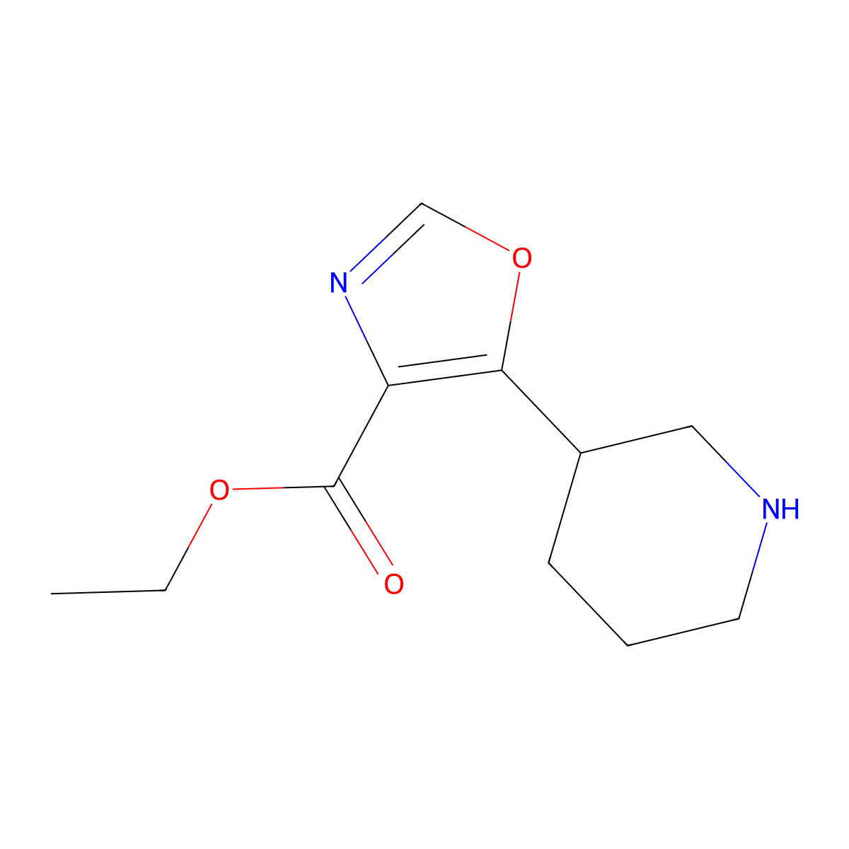 Ethyl 5-(piperidin-3-yl)-1,3-oxazole-4-carboxylate molecular structure, CAS 1891266-07-1