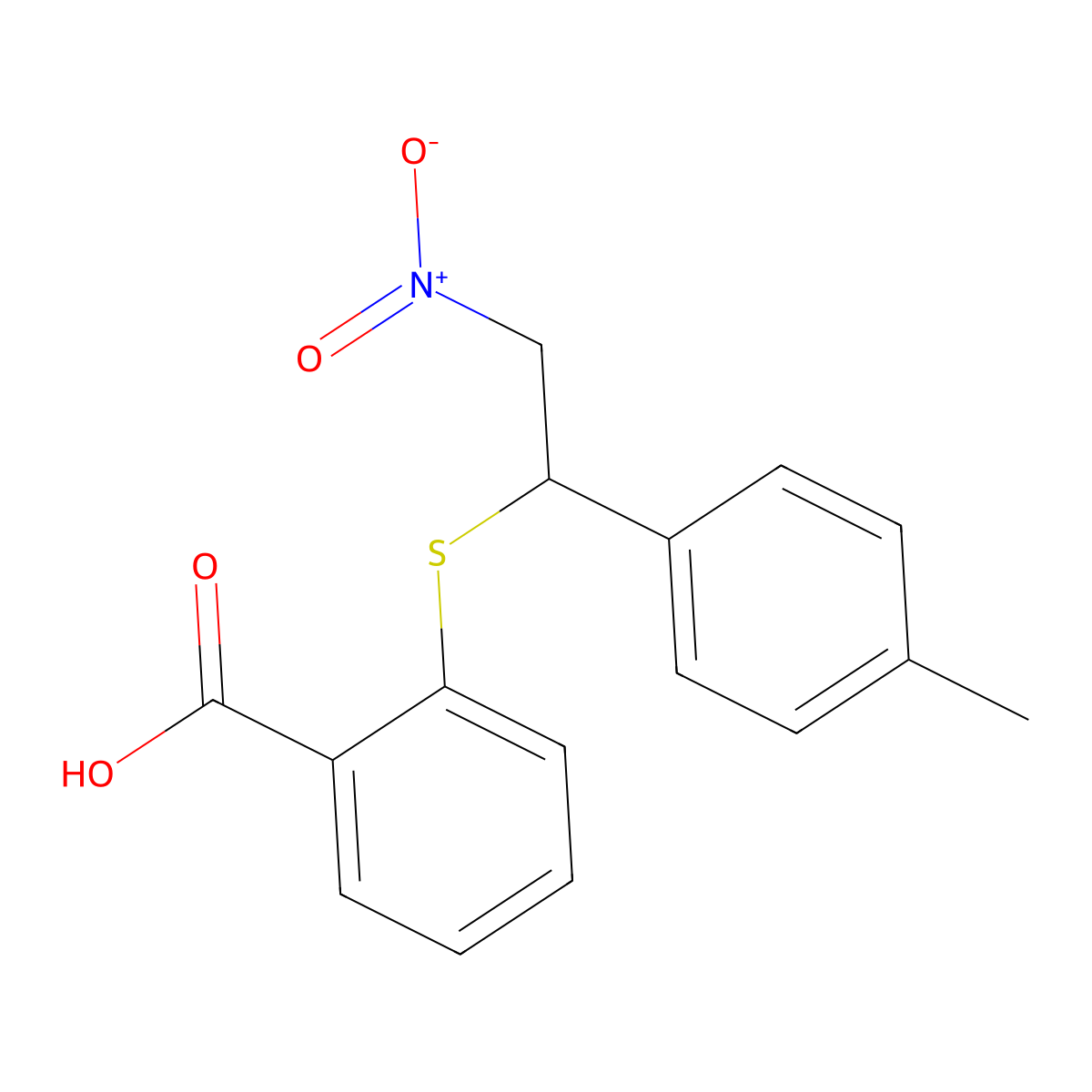 Benzoic acid, 2-[[1-(4-methylphenyl)-2-nitroethyl]thio]- molecular structure, CAS 189128-69-6