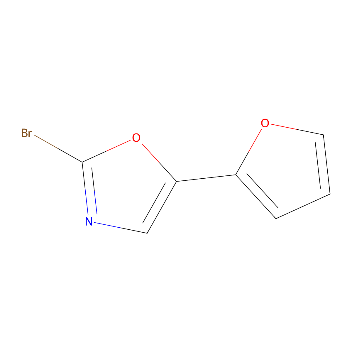 2-Bromo-5-(furan-2-yl)-1,3-oxazole molecular structure, CAS 1891298-98-8