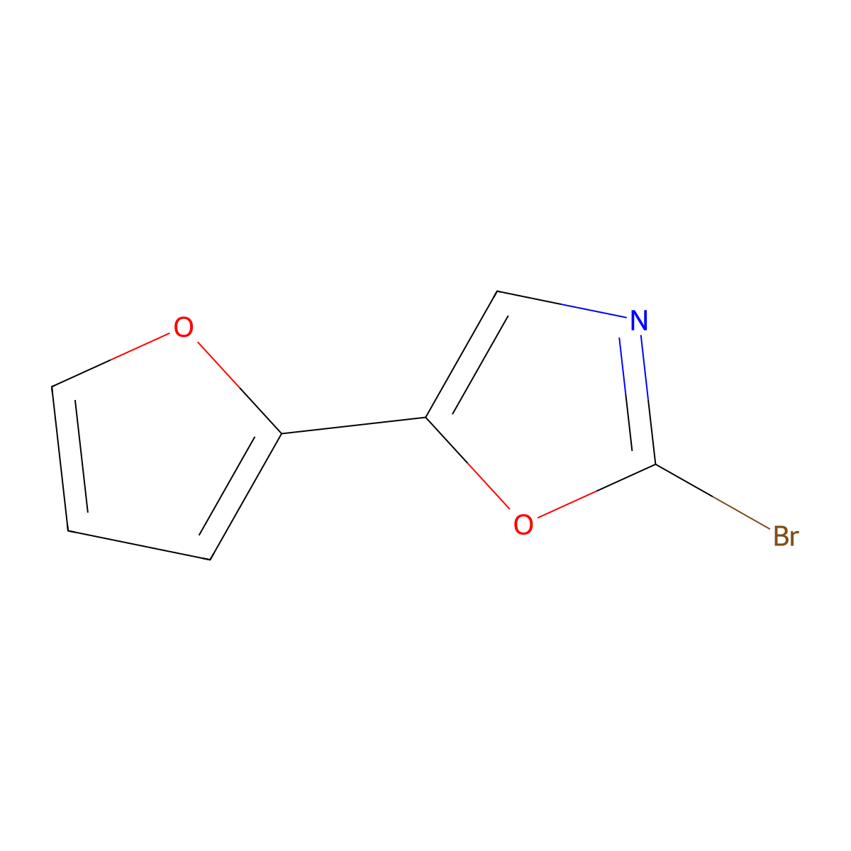 2-Bromo-5-(furan-2-yl)-1,3-oxazole molecular structure, CAS 1891298-98-8