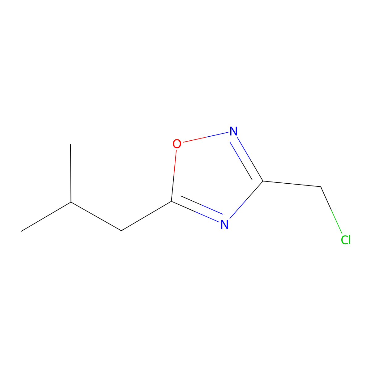 3-(Chloromethyl)-5-(2-methylpropyl)-1,2,4-oxadiazole molecular structure, CAS 189130-85-6