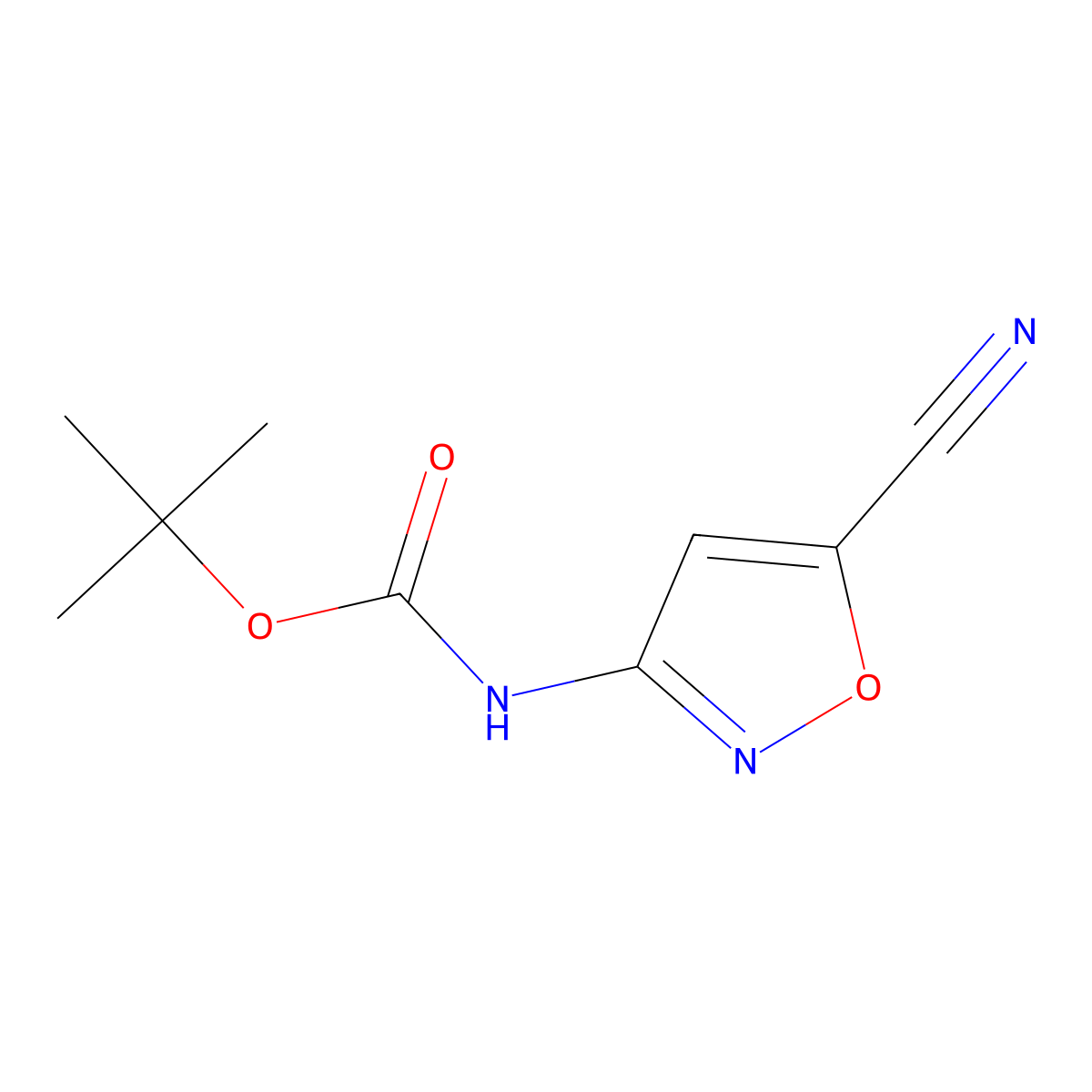 tert-butyl N-(5-cyano-1,2-oxazol-3-yl)carbamate molecular structure, CAS 1891347-53-7