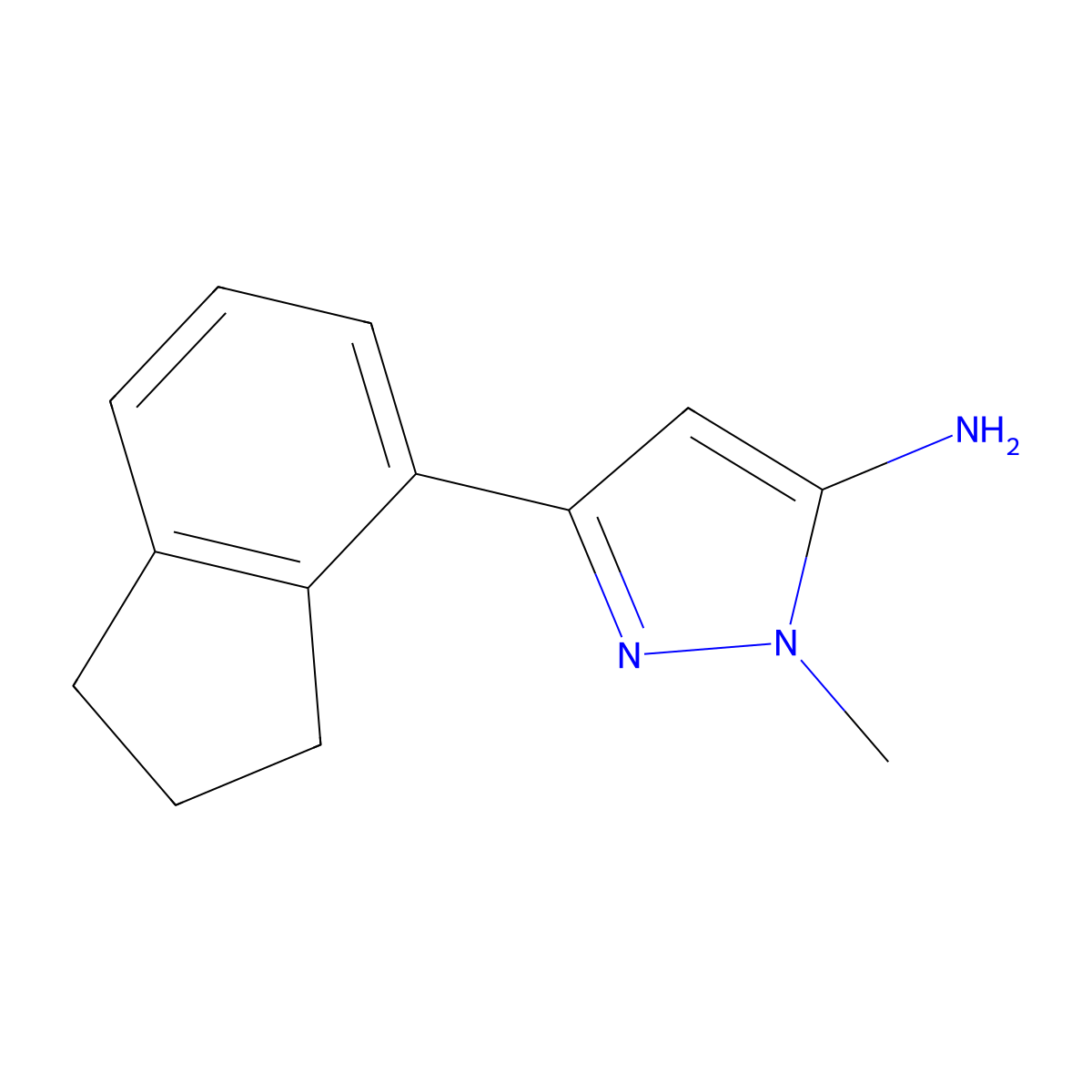 3-(2,3-dihydro-1H-inden-4-yl)-1-methyl-1H-pyrazol-5-amine molecular structure, CAS 1891348-65-4