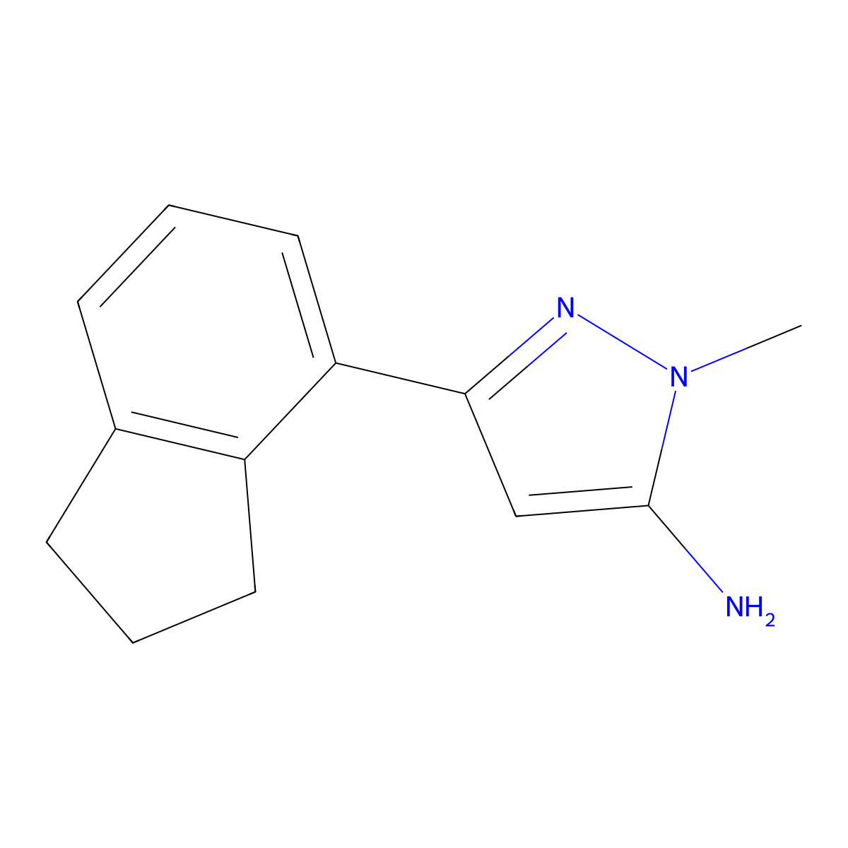 3-(2,3-dihydro-1H-inden-4-yl)-1-methyl-1H-pyrazol-5-amine molecular structure, CAS 1891348-65-4