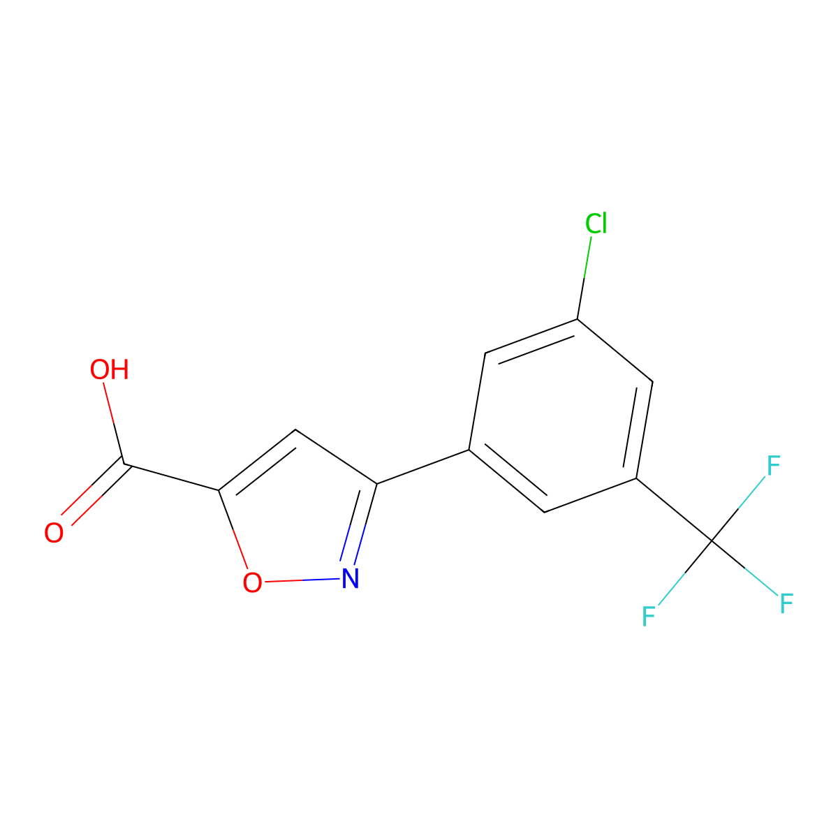 3-[3-Chloro-5-(trifluoromethyl)phenyl]-1,2-oxazole-5-carboxylic acid molecular structure, CAS 1891354-90-7