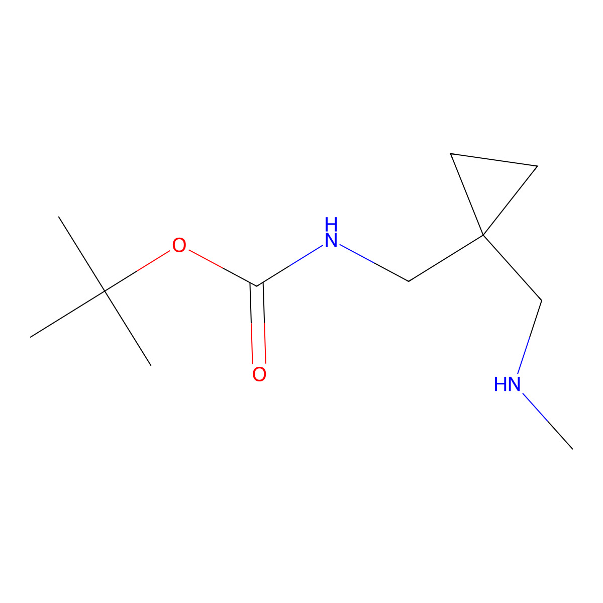 tert-butyl N-((1-((methylamino)methyl)cyclopropyl)methyl)carbamate molecular structure, CAS 1891361-73-1