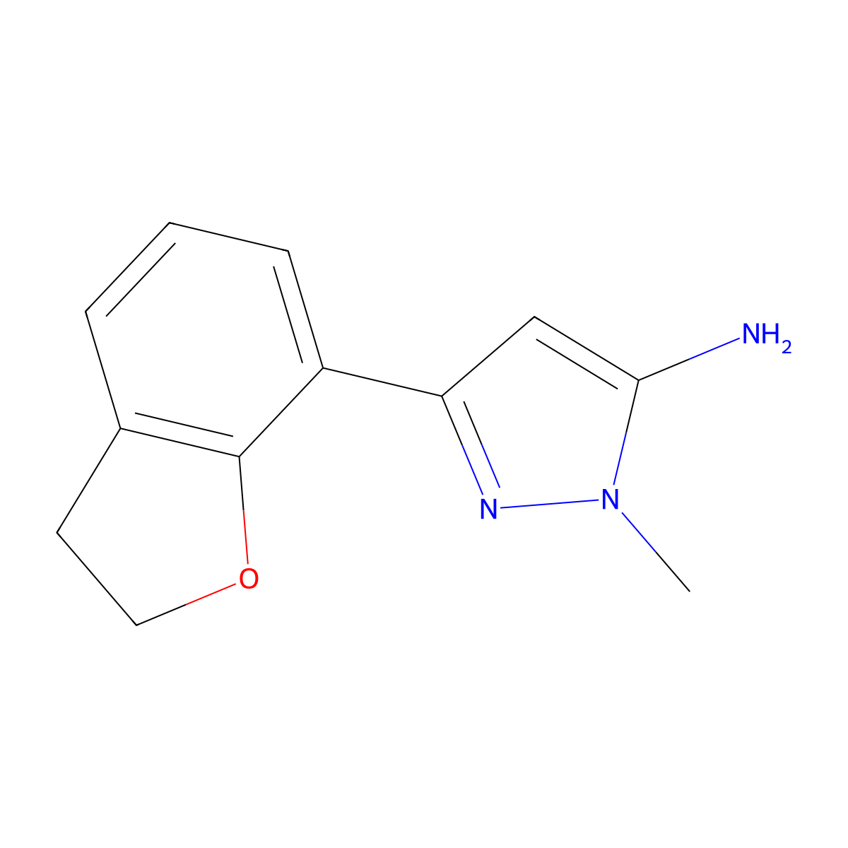 3-(2,3-dihydro-1-benzofuran-7-yl)-1-methyl-1H-pyrazol-5-amine molecular structure, CAS 1891382-95-8